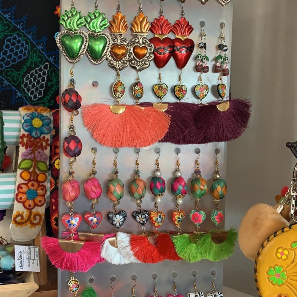 Mexican Hand Painted Tassel Earrings - Picture 8 of 8
